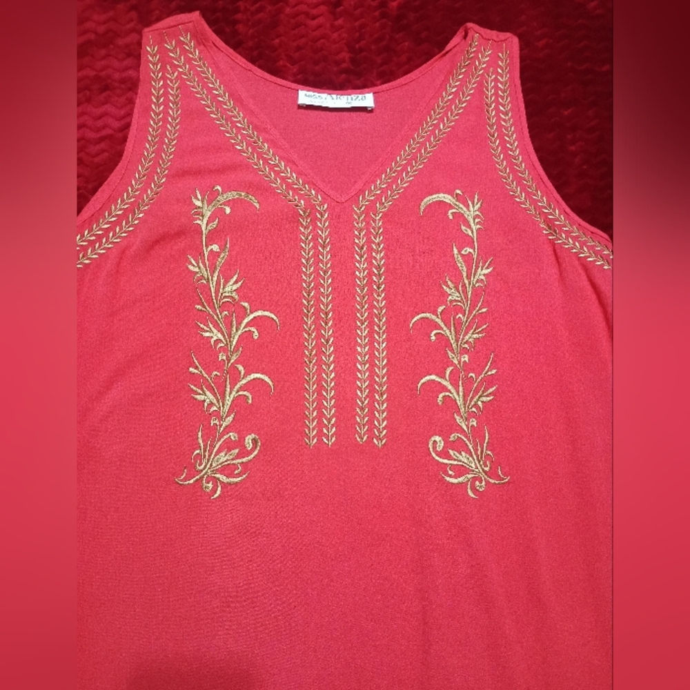Embellished Red and Gold Halter Maxi Sundress - Picture 4 of 5